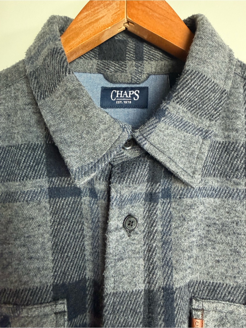 Chaps Gray Plaid Flannel Button-Down Shirt